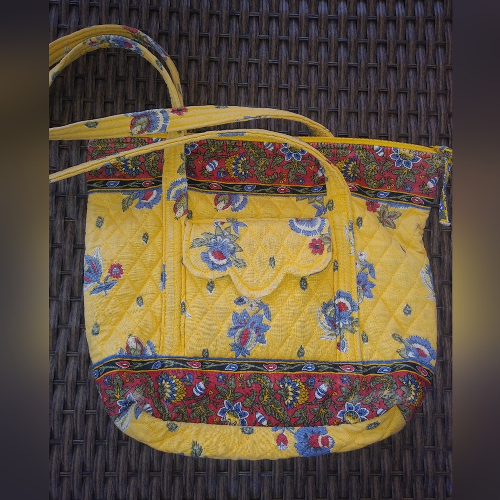 Vera Bradley 1999 French Yellow Villager shoulder tote bag